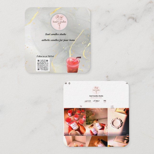 D'appel Élégant Carte de visite de bougie | Studio de boug (Devant / Derrière)