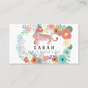 D'appel Fleur Wreath Tiger Maman & Cub maman Carte de visi