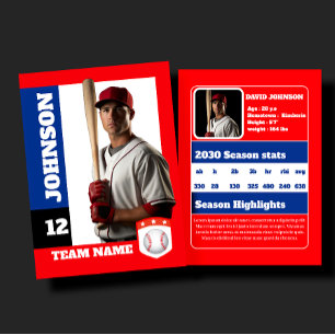 D'appel Profil de joueur de carte de baseball personnalisé
