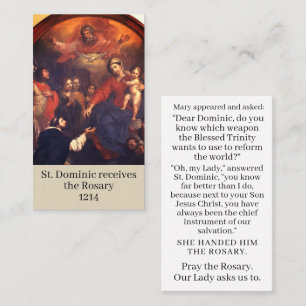 D'appel Saint Dominic reçoit la carte de prière du Rosaire