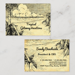 D'appel Tropical Beach Vintage Art Carte de visite personn