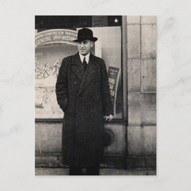 Dapper 1930er Mann Foto Postkarte (Vorderseite)