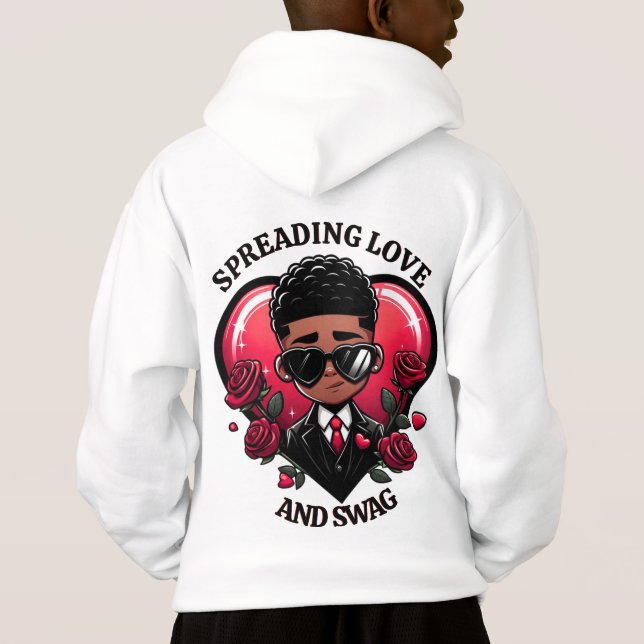 Dapper African American Boy mit Rose Valentine Hoodie (Rückseite)
