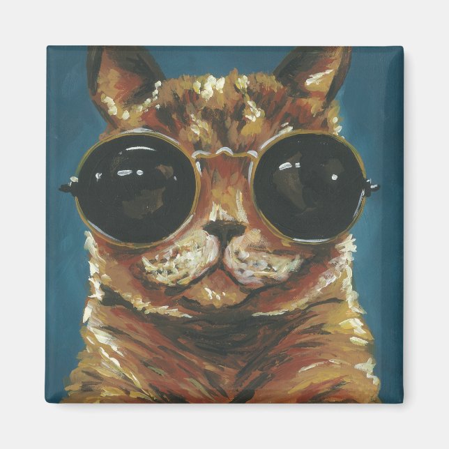 Dapper Animal | Kitty in Sonnenbrille Magnet (Vorne)