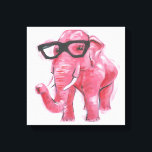Dapper Animal | Rosa Elefant in Brille Leinwanddruck<br><div class="desc">Dieser Druck enthält einen rosa Elefanten in Lesebrille | Von Jennifer Rutledge</div>