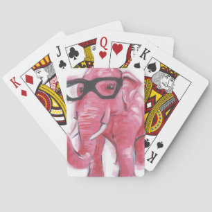 Dapper Animal   Rosa Elefant in Brille Spielkarten