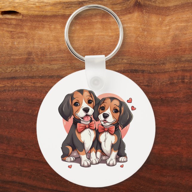 Dapper Beagle Hunde Kunst Schlüsselanhänger (Rückseite)