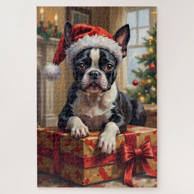 Dapper Boston Terrier Dog Christmas Gift (Vertikal)