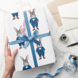 Dapper Bunny in einem Blue Bowtie und Anzug Party Geschenkpapier