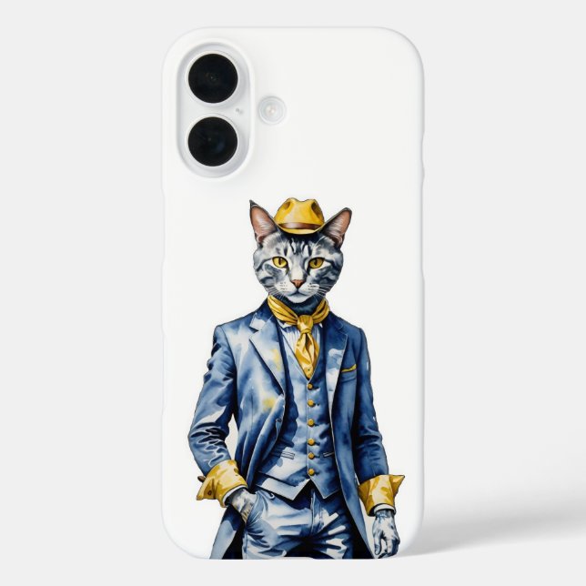 Dapper Cat iPhone 16 Fall - Stilvoller Schutz Hülle (Rückseite)