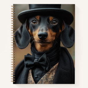 Dapper Dackel in eleganter Viktorianischer Einrich Notizbuch