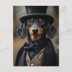 Dapper Dackel in eleganter Viktorianischer Einrich Postkarte