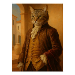 Dapper Feline Aristocrat Portrait Poster