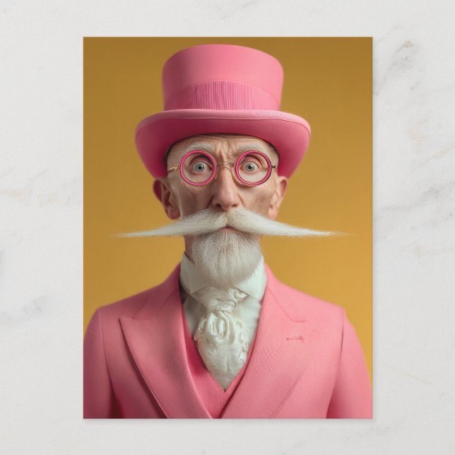 Dapper Gentleman in Pink Einladungspostkarte (Vorderseite)