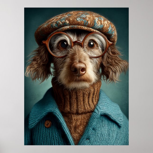 Dapper Hund im Winter Weber Poster (Vorne)