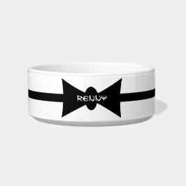 Dapper Kitty Black BowTie Personalisiert Napf