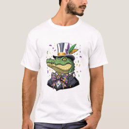 Dapper Mardi Gras Alligator in Tuxedo and Top Hat