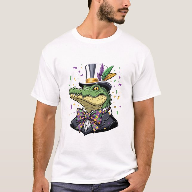 Dapper Mardi Gras Alligator in Tuxedo and Top Hat (Vorderseite)