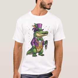 Dapper Mardi Gras Alligator Masquerade Suit & Tie  T-Shirt