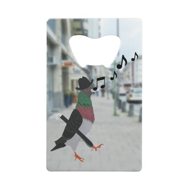 Dapper Pigeon Über Stadt Funny Geldbeutel Flaschenöffner (Vorderseite)