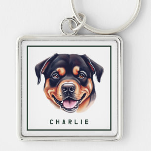 Dapper Rottweiler Pup Personalisiert Schlüsselanhänger
