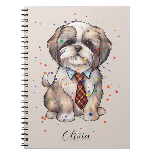 Dapper Shih Tzu-Notebook - Wasserfarbdock mit Kraw Notizblock (Vorderseite)