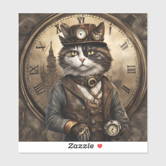 Dapper Steampunk Calico Cat Aufkleber (Blatt)