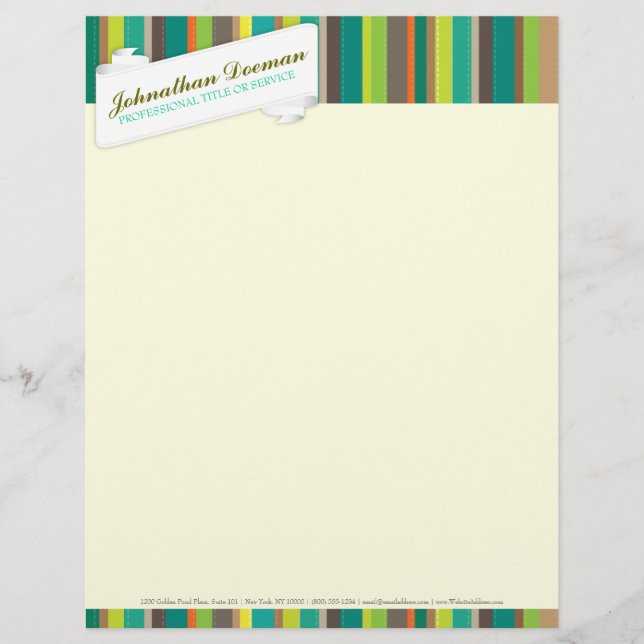 Dapper Streifen-Retro aquamarines - Briefbogen (Vorderseite)