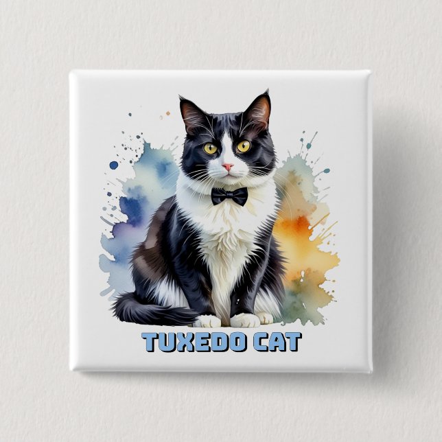 Dapper Tuxedo Cat Button (Vorderseite)