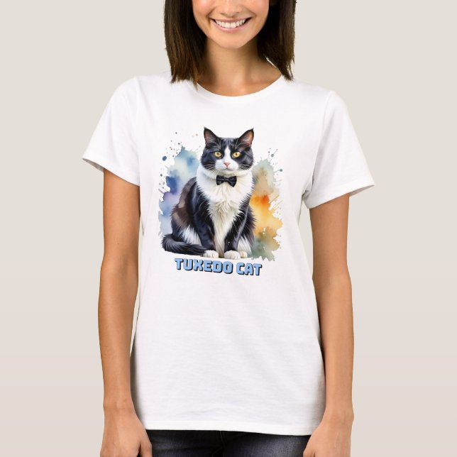 Dapper Tuxedo Cat T-Shirt (Vorderseite)