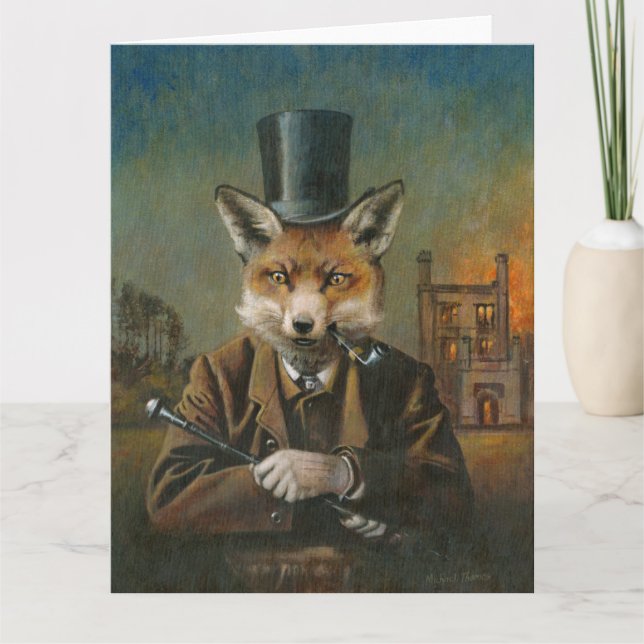 Dapper Victorian Fox Grande carte de voeux (Devant)