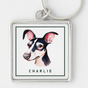 Dapper Whippet Pup Personalisiert Schlüsselanhänger