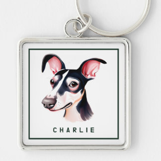 Dapper Whippet Pup Personalisiert Schlüsselanhänger