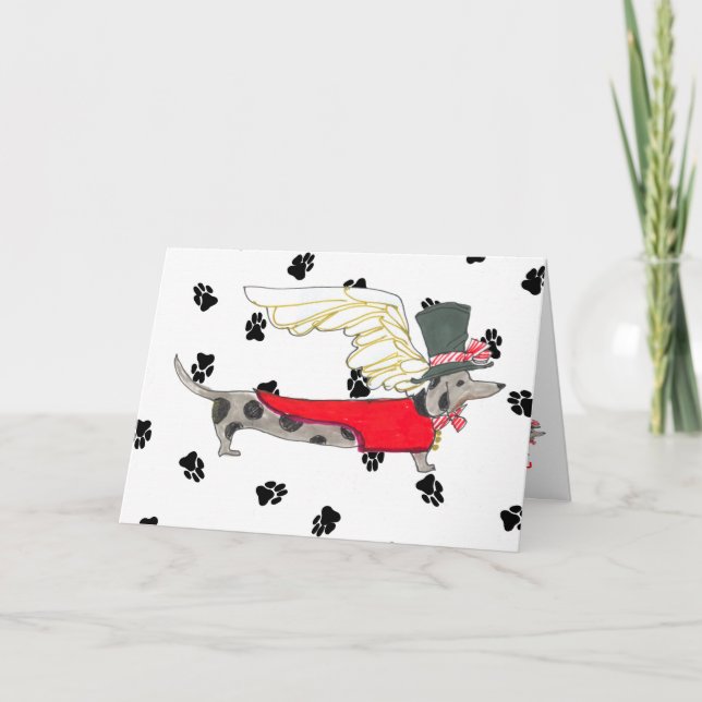 Dapple Dackel "Knochen Mot " Karte (Vorderseite)
