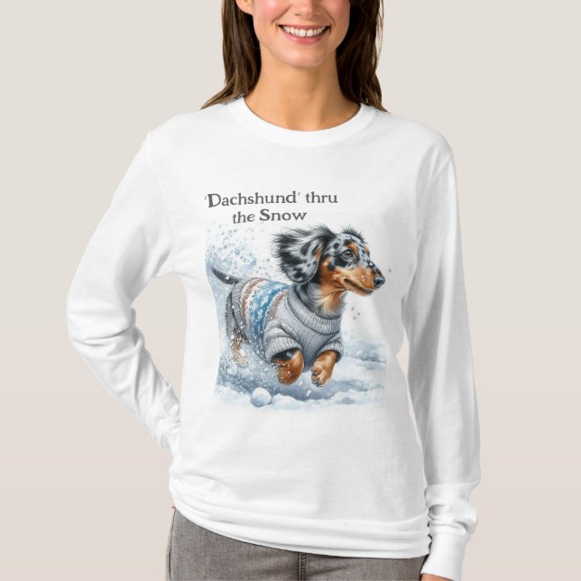 Dapple Dackel Weihnachten T - Shirt (Vorderseite)