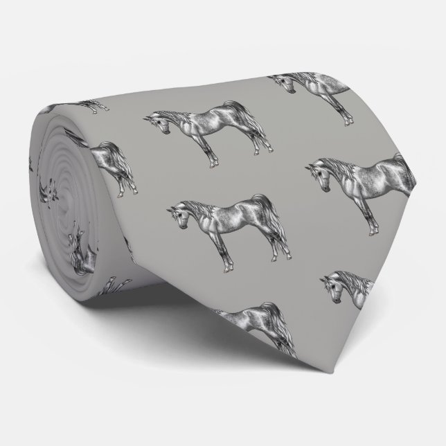 Dapple Gray Ägyptisches Arabianisches Pferd Krawatte (Gerollt)