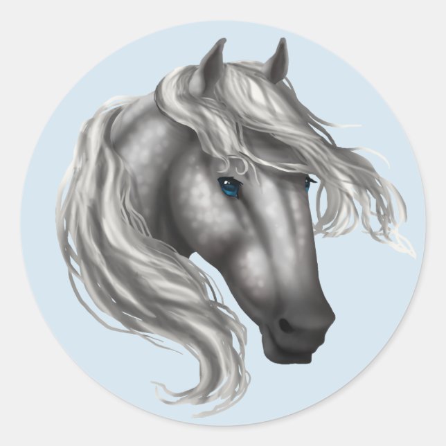 Dapple Gray Horse Head Runder Aufkleber (Vorderseite)
