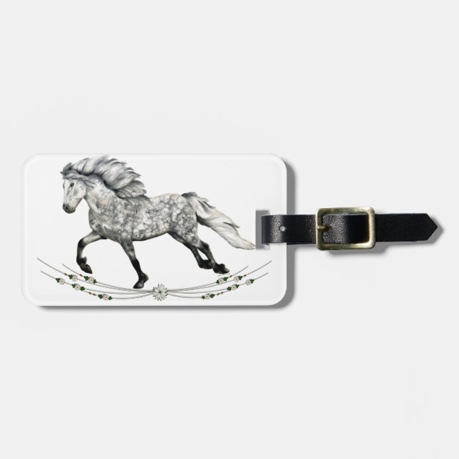 Dapple Gray Icelandic Mare Grá Gepäckanhänger (Vorderseite horizontal)