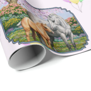 Dapple Gray Quarter Horse Mare Palomino Foal Geschenkpapier