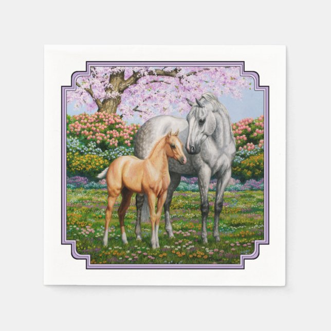 Dapple Gray Quarter Horse Mare Palomino Foal Serviette (Vorderseite)