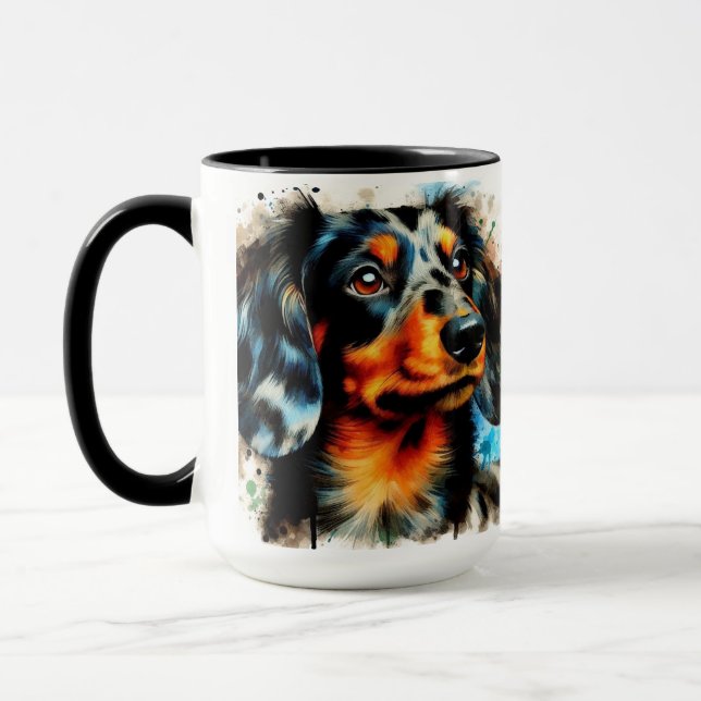 Dappy Dachshund Christmas Café Mug (Gauche)
