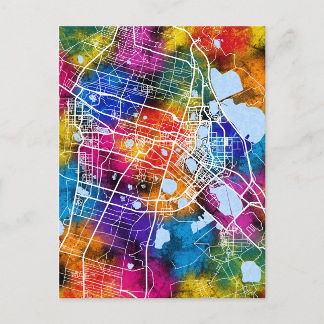 Daqing China City Map Postkarte (Vorderseite)