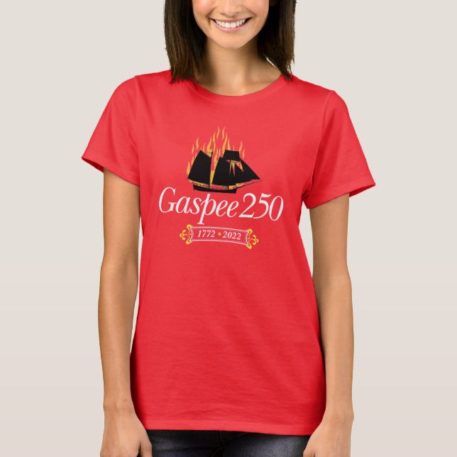 DAR Gaspee250 - Italienisches Logo auf Rot T-Shirt (Vorderseite)