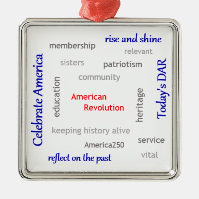 DAR Wort-Wolke Ornament Aus Metall (Vorne)