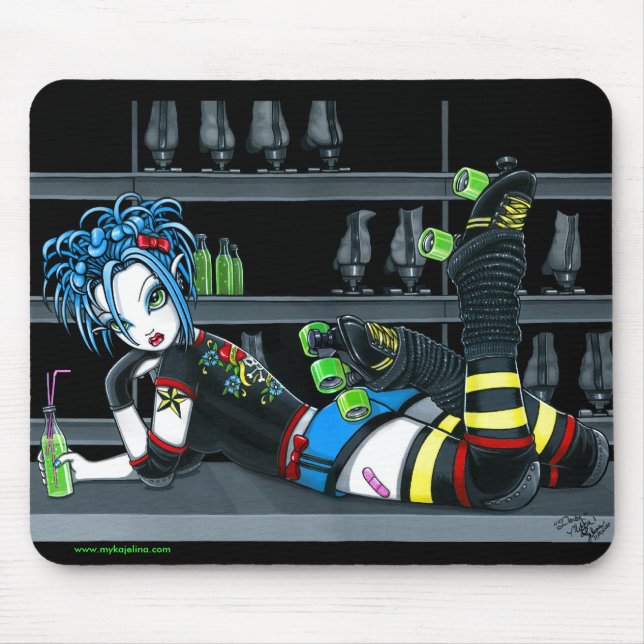 "Darby" Rollen-Derby-Skate-Mädchen Mousepad (Vorne)