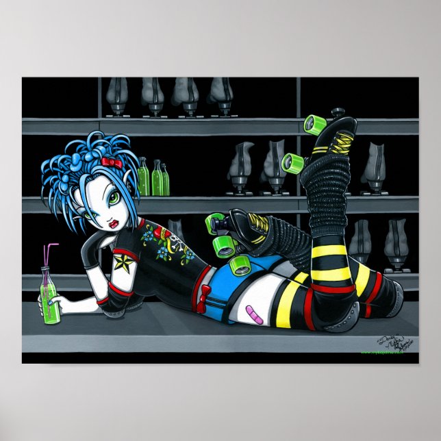 "Darby" Roller Derby Skate Girl Poster (Vorne)