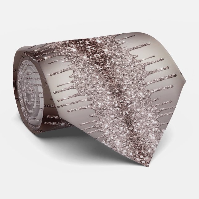 Darck Gold Glitzer Funkelnd Tropfens Neck Tie Krawatte (Gerollt)
