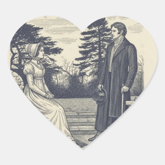 Darcy & Elizabeth scene Herz-Aufkleber (Vorderseite)