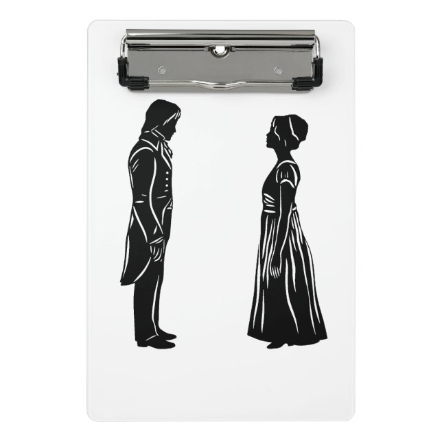 Darcy & Lizzy silhouette plus quote Mini Klemmbrett (Vorderseite)