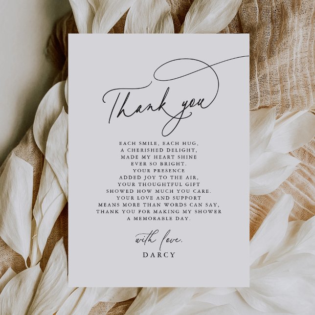DARCY Minimalistisch Moderne Schwarz-weiße Babydus Dankeskarte (DARCY Minimalist Modern Black White Baby Shower Thank You Card)